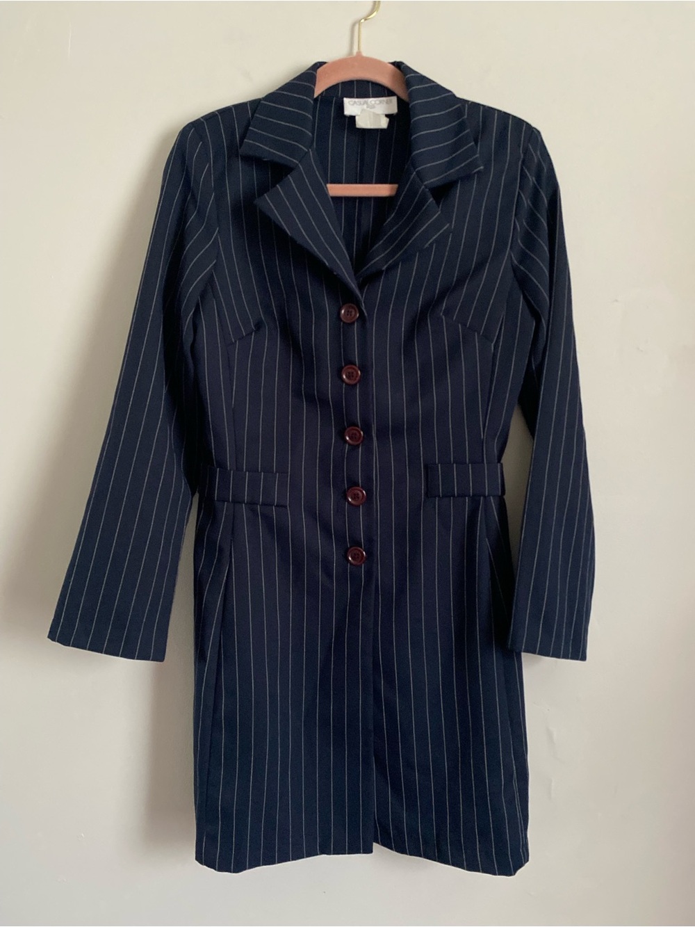 Casual Corner 2pc Blazer/Dress 7/8 Vintage Pinstripe Y2K Mob Wife Dark Academia